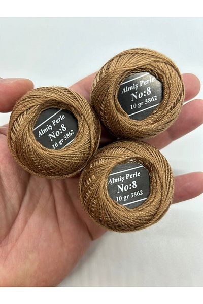 ALMİŞ Almiş Perle Etamine-Cross Stitch Σετ 10 κλωστών (10 Gr-No:8) Καφέ Αποχρώσεις