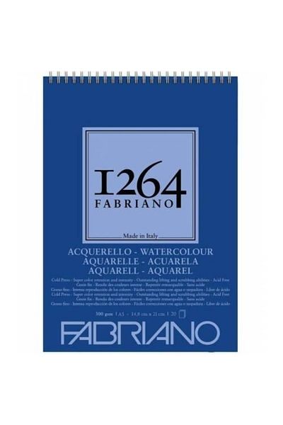 Fabriano 1264 Watercolour - 300gr. A4 Water Color Notebook, Top Spiral