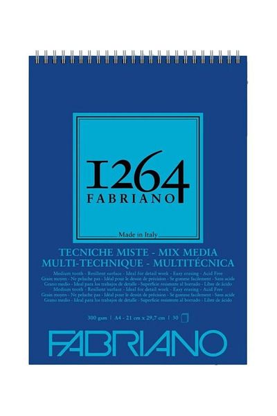 Fabriano 1264 Mix Media Notebook - 300Gr, A4, 30 Yp, Spiral