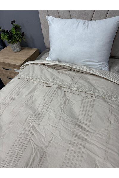 Clasy Ranforce V5 Double Beige-Cream Quilted Arakis - 100% Cotton, Plain Pattern