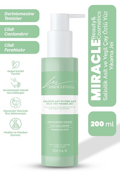 miraclekozmetik Facial Cleansing Gel with Tea Tree Extract Salic Acid 200ml