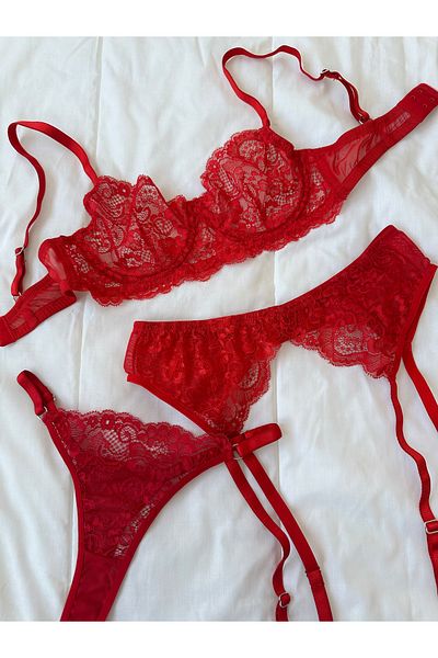 Feruzdesign Valeria Red Underwire Garter Set