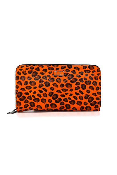 Lux Leder Genuine Leather Leopard Print Suede Wallet