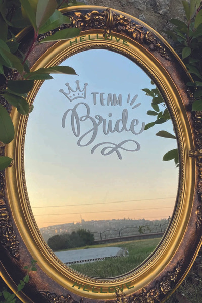 Kıvırcıkyoga Bride to Be Lettering Mirror Glass Sticker Team Bride White Stic...