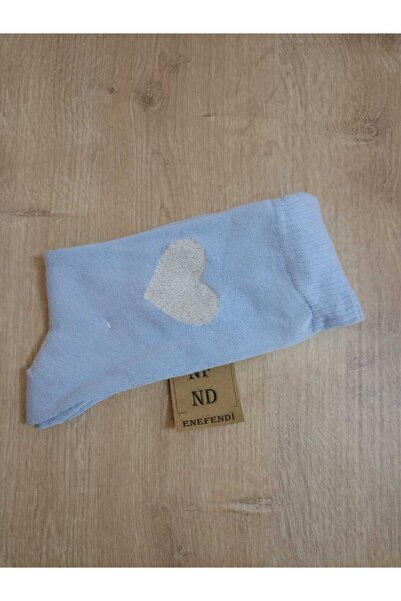 ENEFENDİ М'які блакитні бамбукові шкарпетки без швів - з блискітками та сердечками, жіночі 36-40