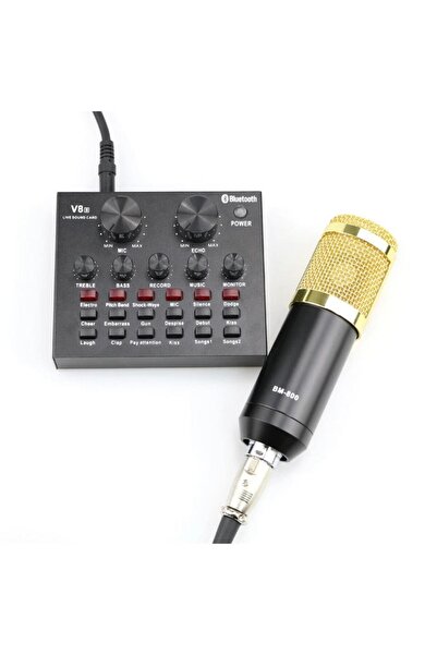 Mi7a BM800 Live Ses Efektli Ses Kartlı Mikrofon Profesyonel Stüdyo Kayıt Kiti Canlı Yayın Seti Bilgisayar