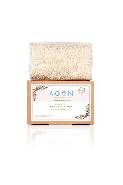 Agon Natural Pumpkin Fiber Collagen Soap - Handmade 120 Gr