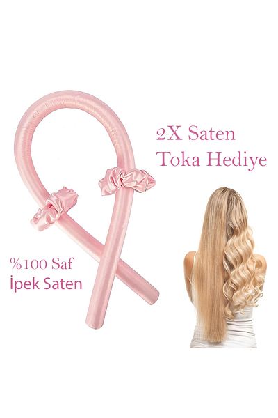Deko Dekor Heatless Hair Styling Set Powder Pink Satin Hair Sauce Hair Curler Set Hair Styling