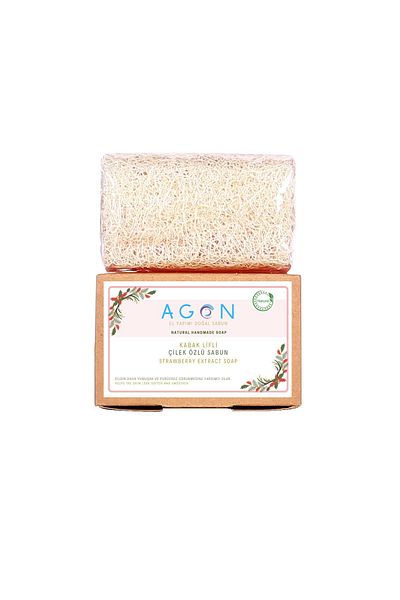 Agon Natural Pumpkin Fiber Strawberry Extract Soap - Handmade 120 Gr