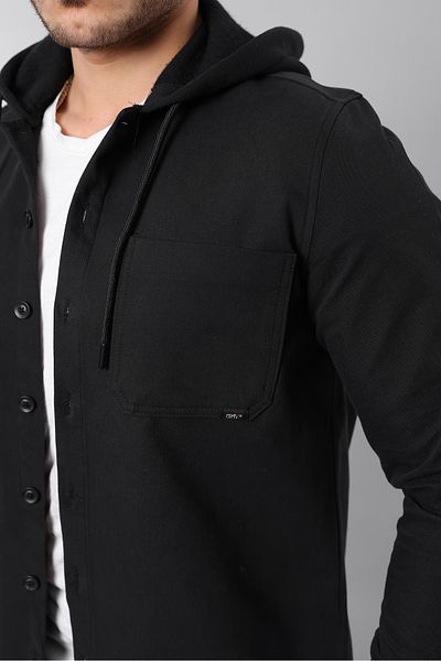 Artı1 Men's Slim Fit Cotton Hooded Denim Shirt