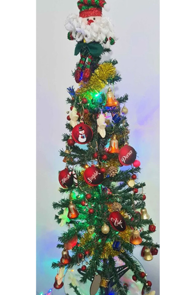 Hayaller Dükkanı Πρωτοχρονιάτικα Ξύλινα Στολίδια - Σετ 5 με Όμορφες Ευχές, 8 εκ. UV Printed