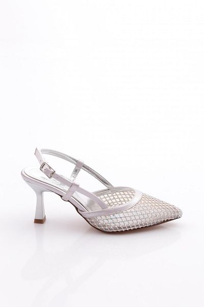 DGN Rochie de seara din satin argintiu Pantofi cu toc - 213782621