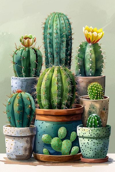 Marcel Kristal Tablo Cacti 40X60Cm-Marcel Art Diamond Mosaic Painting