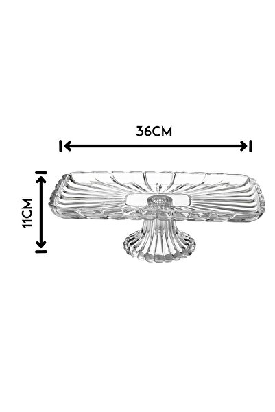 Dania Rectangular glass serving plate with square base 36*11 cm