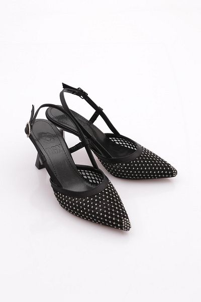 DGN Rochie de seara dama pantofi cu toc satin negru 213782621