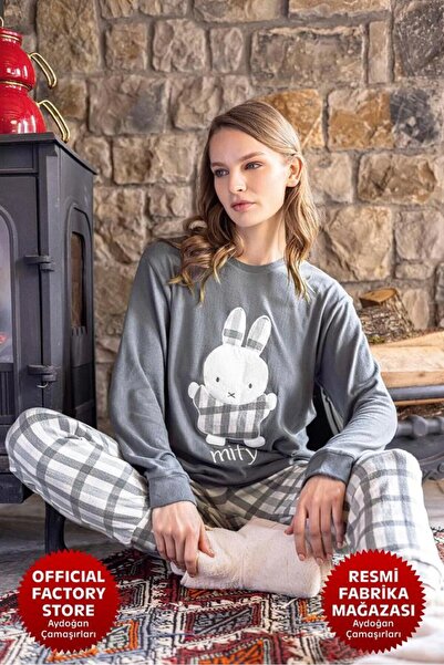 Aydoğan Kadın Termal Gri Renk Pijama Takımı T-30062