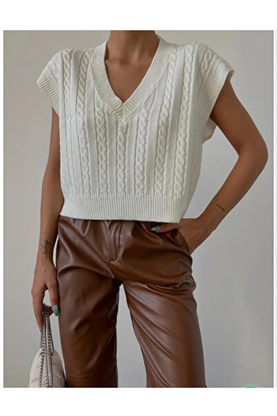 MODA MHE Moda Mh - Comfortable Cut Sweater with Braid Decoration