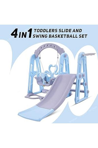 ALBADER Kids Slide and Swing with Basketball Ring Toy 3 in 1 Set For Kids, Swing & Slide For Kids