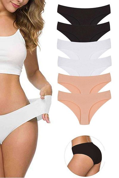 Royaleks 6 Pieces Women's Seamless Laser Cut Flexible Non-marking Panties S4