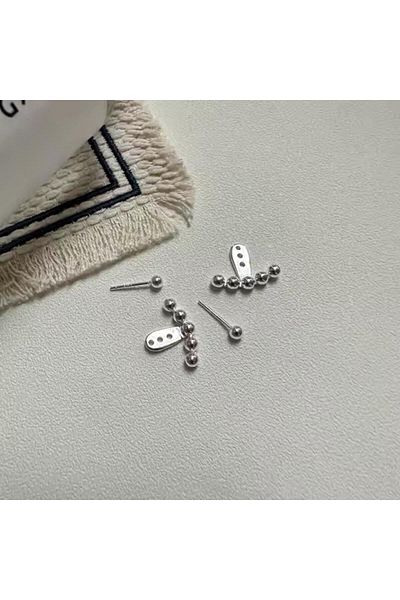HOBİSY GIFT SHOP Elegant and Fashionable Minimalist Silver Color Antiallergic Steel Ball Earrings