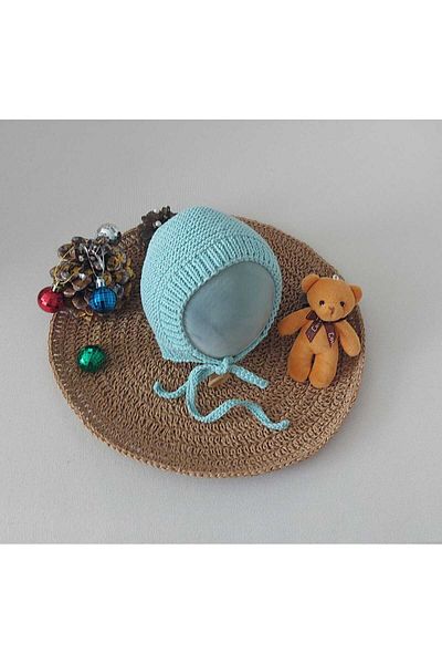 BEGİN Water Green Cotton Lora Baby Hat - Newborn Gift, 0-12 Months Birth Moment