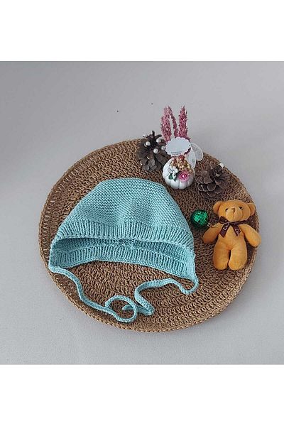 BEGİN Water Green Cotton Lora Baby Hat - Newborn Gift, 0-12 Months Birth Moment