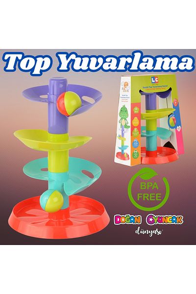 Doğan Oyuncak Dünyası Colorful Ball Rolling Tower - Ladder Game - Unbreakable Toy - Unbreakable Baby Toy - Ball Rotated