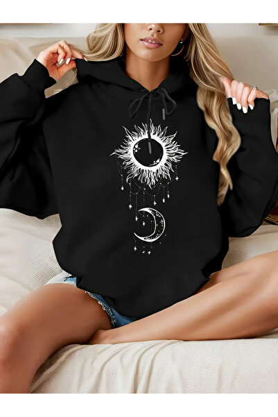 Nebulaa Tekstil Nebulaa Γυναικείο φούτερ με κουκούλα και στάμπα ουράνιου ήλιο...