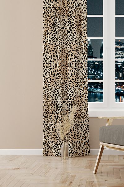 Moud's Suede Digital Printed Leopard Print Extrafor Drawstring - Single Wing Hall Room Prd-1011