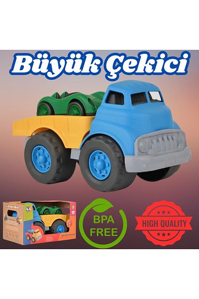 Doğan Oyuncak Dünyası شاحنة سحب كبيرة زرقاء كبيرة فاخرة - شاحنة سحب بلاستيكية - لعبة غير قابلة للكسر - شاحنة سحب غير قابلة للكسر - ألعاب شاحنة سحب