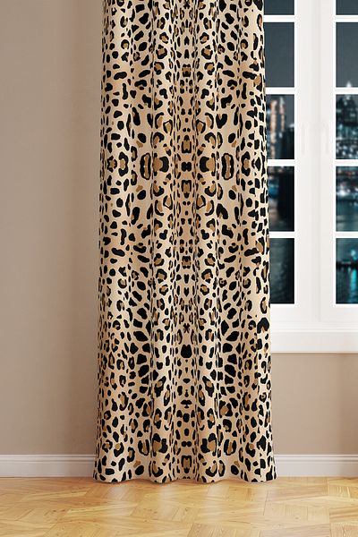 Moud's Suede Digital Printed Leopard Print Extrafor Drawstring - Single Wing Hall Room Prd-1011