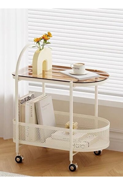 ALMUFARREJ Elegant Glass Top Wheeled Hospitality Trolley No.C2