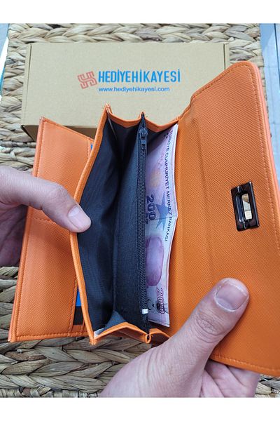 HKY Portofel de damă portocaliu de mărime mare