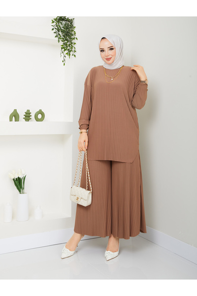 MODAMÜNASİP Set de pantaloni și tunica cu aspect de fustă elegantă cu pliuri ...