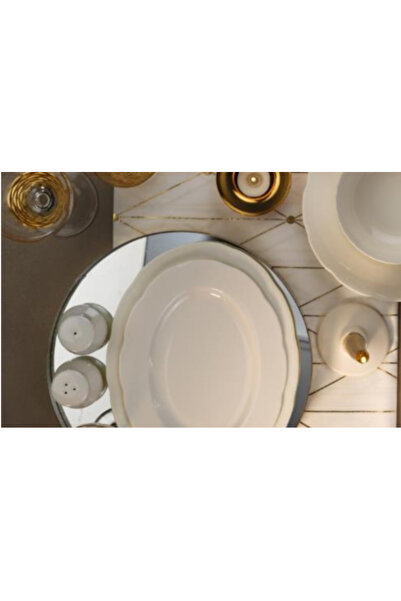 Kütahya Porselen Bone Olympos Kayık Tabak 28 cm Dekorsuz