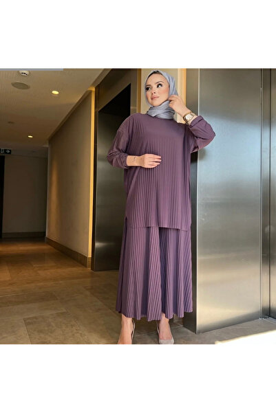 MODAMÜNASİP Set de pantaloni și tunica cu aspect de fustă elegantă cu pliuri în sine, sezon nou