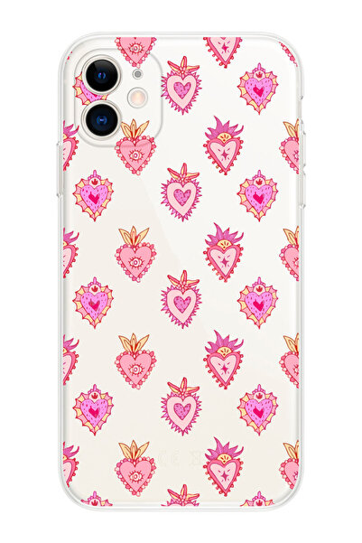 shoptocase iPhone 11 Uyumlu Love Heart Desenli Şeffaf Silikon Telefon Kılıfı