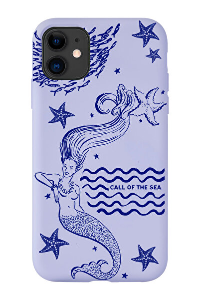 shoptocase iPhone 11 Uyumlu Denizkızı Desenli Lila Lansman Telefon Kılıfı