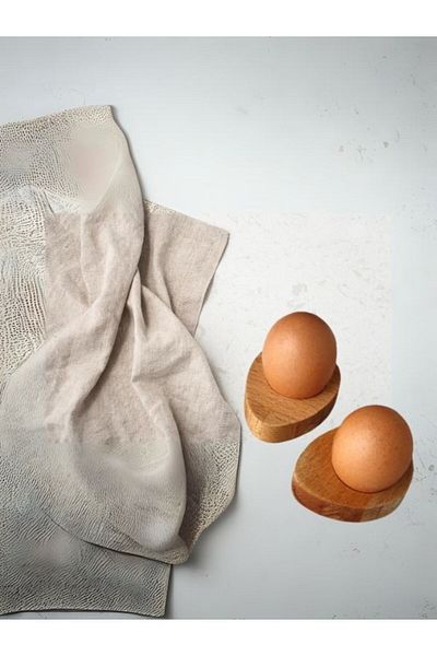 AR&MA WOOD 2 Pieces Wooden Egg Presentation Holder - Egg Cup Tableware Presentation Organizer
