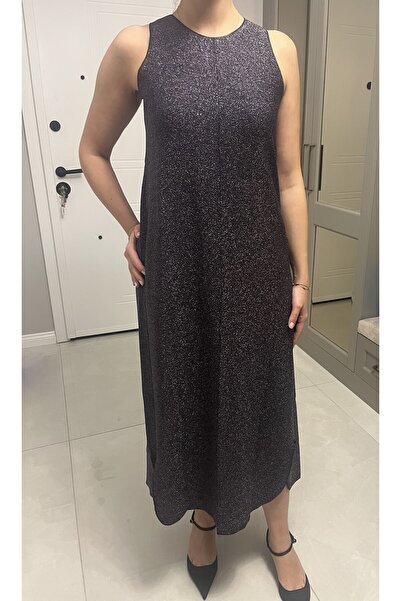 byFeyza Metalik Simli Elbise \ Şık Davet Elbisesi