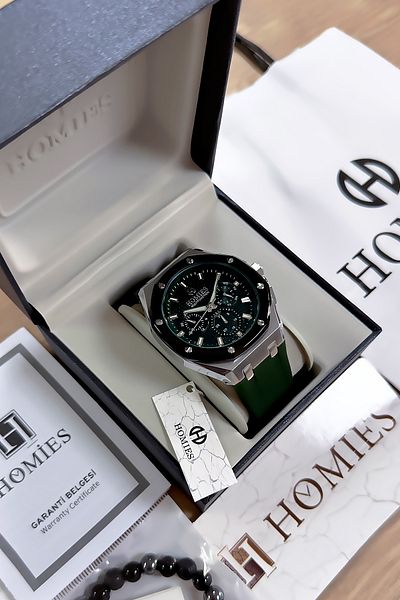 Homies Green Men's Wrist Watch and Gift Bracelet with Silicone Band - Hme2058C6