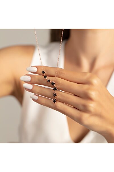 Store Siyah Yıldız Geçit Rose Gümüş Kolye Sevgiliye Hediye