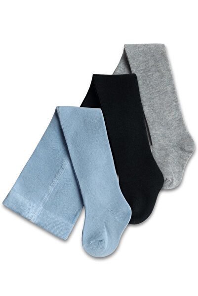Panfilia Unisex Cotton Blue Black Gray Pantyhose Set of 3 / Girls / Boys / Ba...