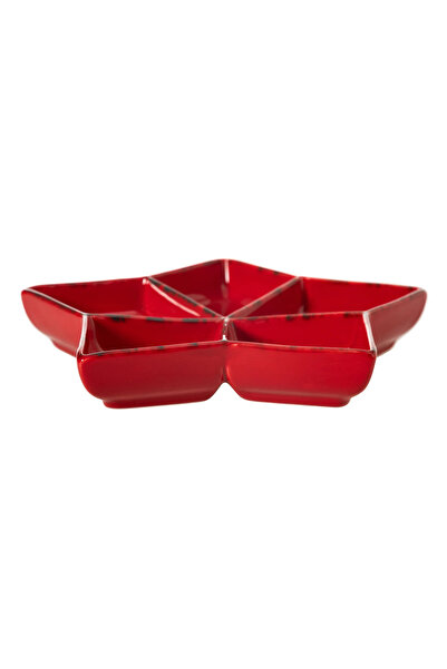 Mudo Home Star Compartment Presentation Plate Ceramic Red - 27 cm