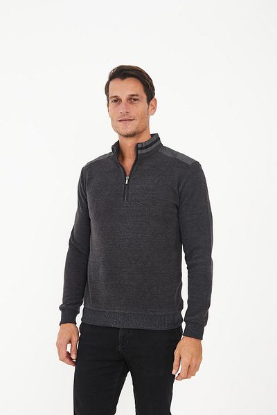 Maccali Men's Polarcore Half Zip Basic Plain Anthracite Sweatshirt