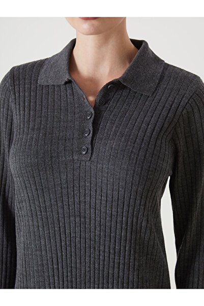 LC Waikiki LCW Gömlek Yaka Kadın Triko Elbise