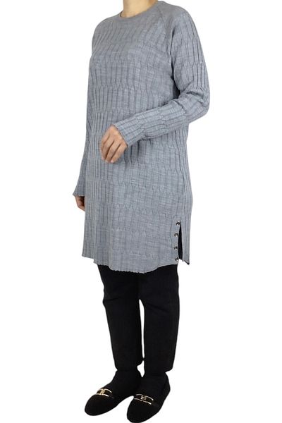 ECE GİYİM Women's Patterned Strick Tunic with Breaking Button Detail