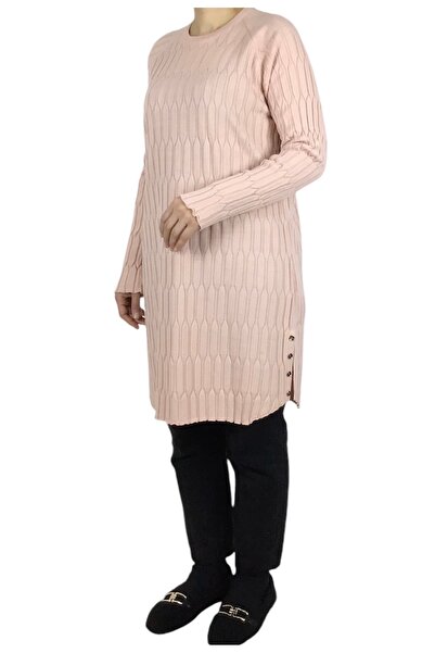 ECE GİYİM Women's Patterned Strick Tunic with Breaking Button Detail
