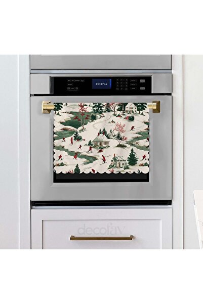 decofav غطاء فرن مقطوع بالليزر مع مسار تزلج عتيق ونمط مشهد الثلج