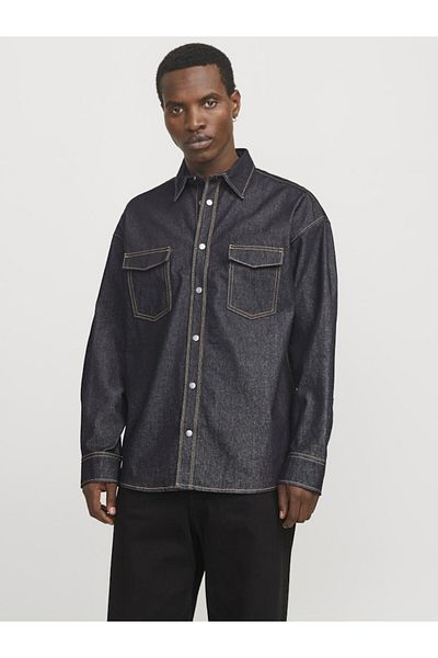 Jack & Jones Мъжка тъмносиня дънкова риза Joraustin - LS Styd Aw24 Jean, 12277480-Darkdenim